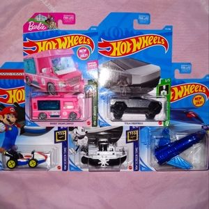 HOT WHEELS: Screen Time. Barbie. Cybertruck. (lot of 5)